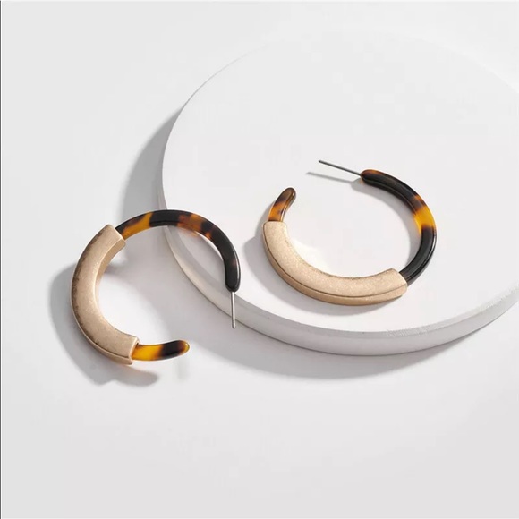 Acrylic and Gold Bar Hoop Earrings (assorted) - Picture 6 of 8